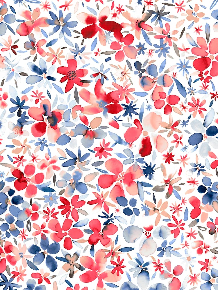 Colorful Flowers Petals Blue