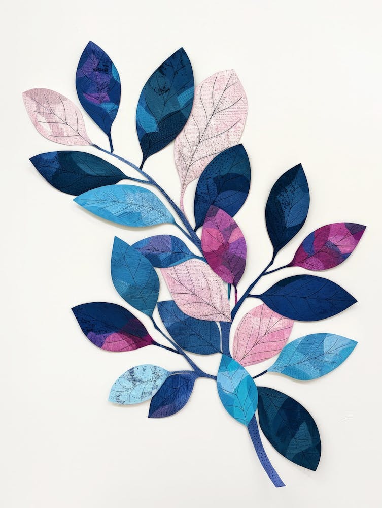 Blue And Pink Leaves