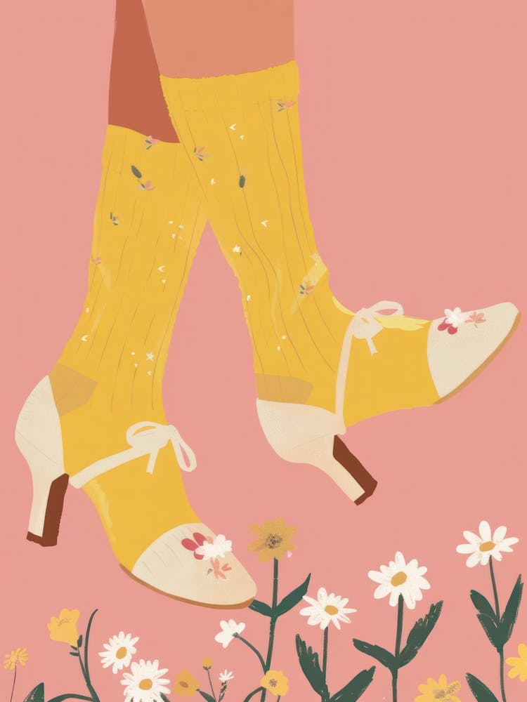 Woman White Shoes With Flowers 3