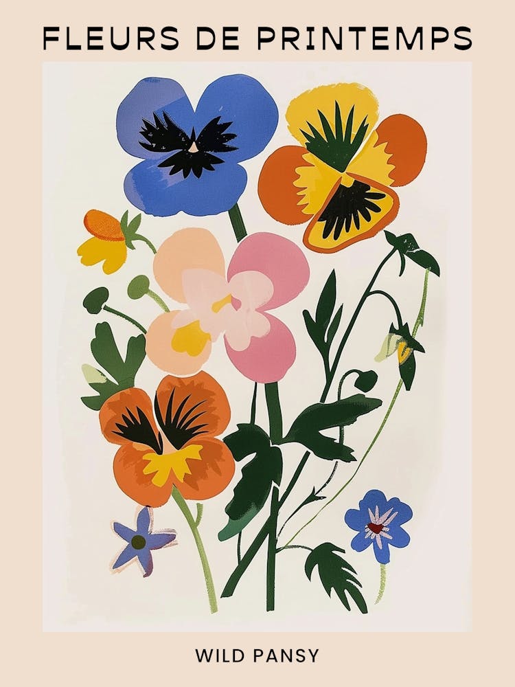 Spring Floral French Poster  Wild Pansy 4