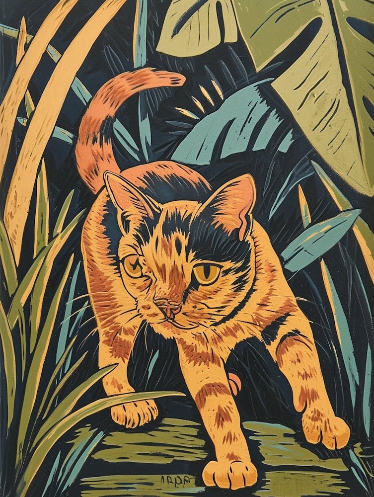Balinesenkatze Relief-Illustration 3