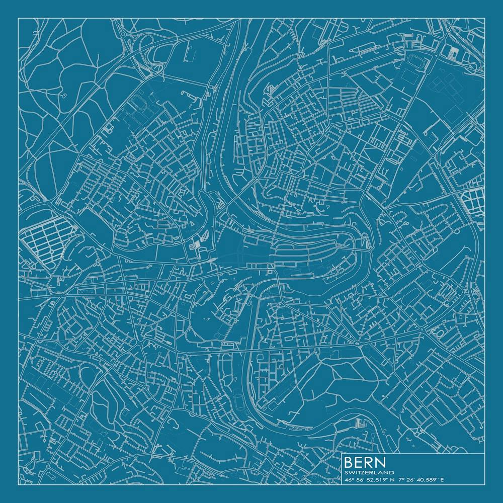 Bern Switzerland city map blueprint design