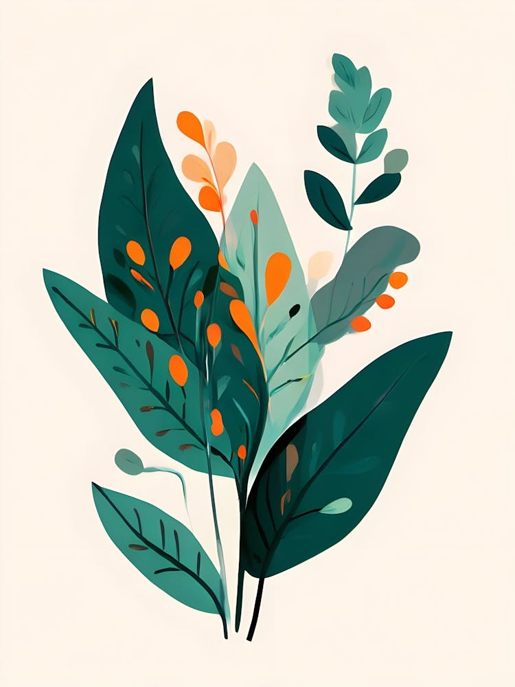 Illustration Of Leaves And Flowers
