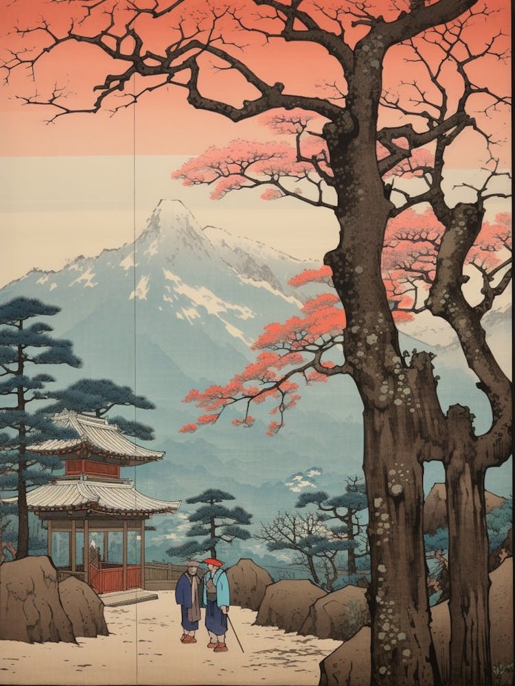 Koya San, Japan Vintage Travel Art 3