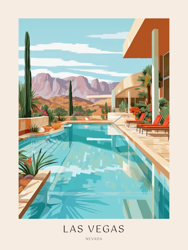 Las Vegas Nevada Midcentury Modern Pool Poster