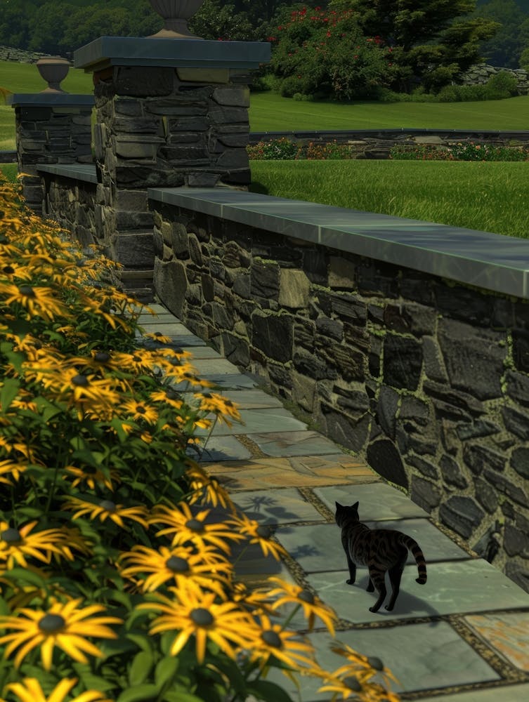 Cat On A Stone Wall