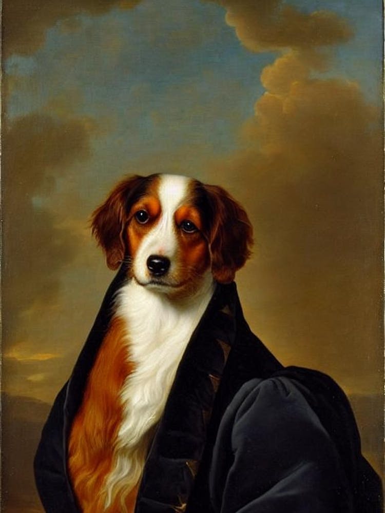 Nederlandse Kooikerhondje Renaissance Portrait Oil Painting
