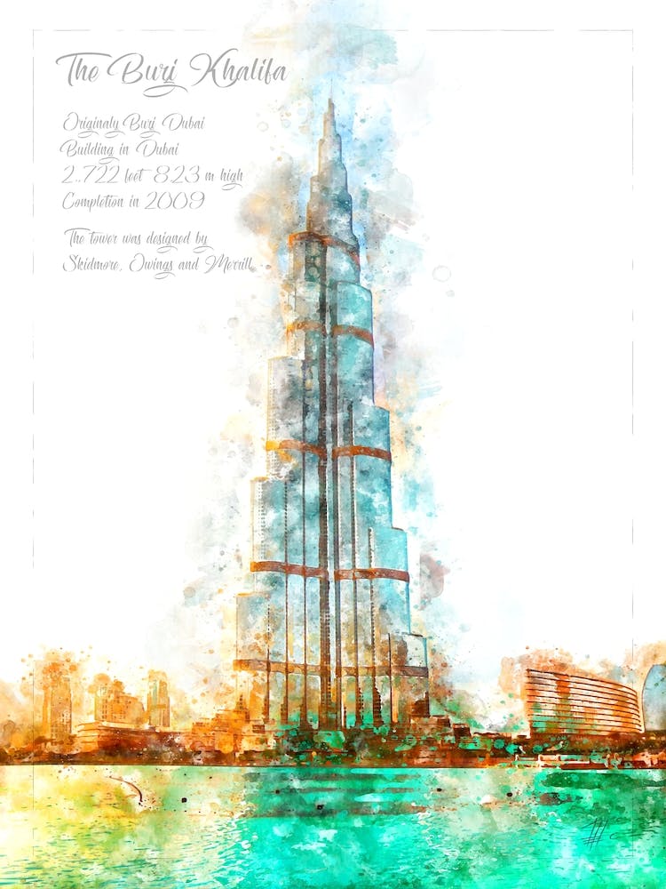 Burj Khalifa, Watercolor