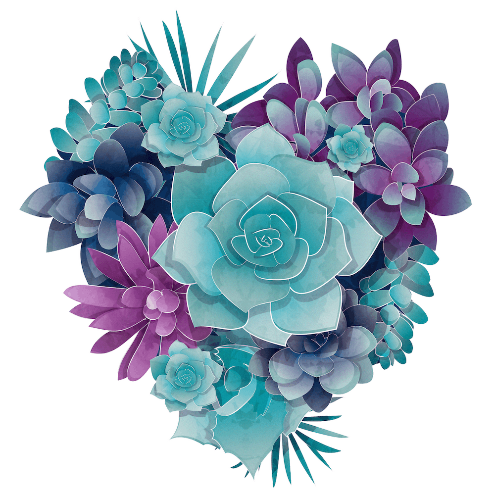 Succulent heart // blue succulents love
