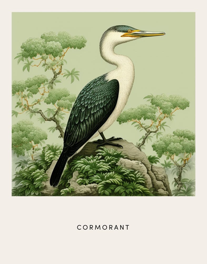 Ohara Koson Inspired Bird Painting Cormorant 3 Poster