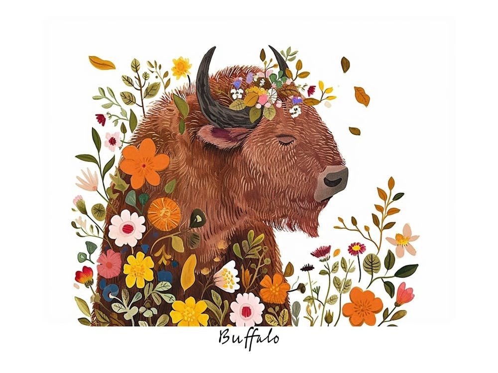 Kleiner Blumen-Büffel 3 Poster