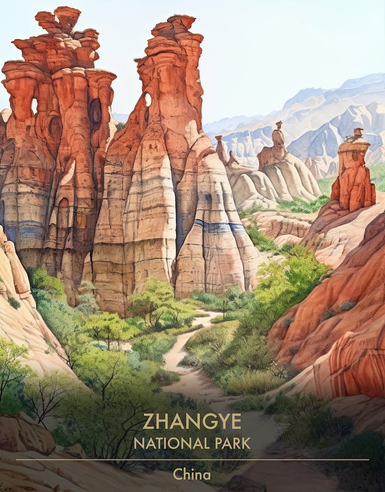 Zhangye National Park China Watercolour 3