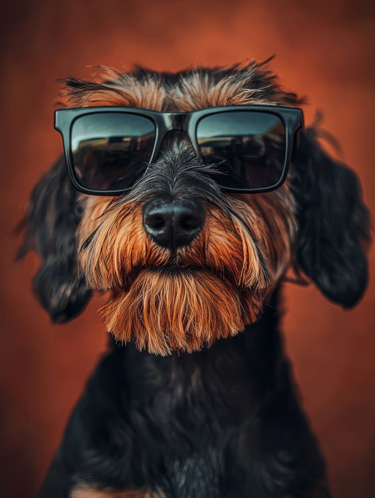 Dachshund Wearing Sunglasses. Generated AI.. Generated AI.