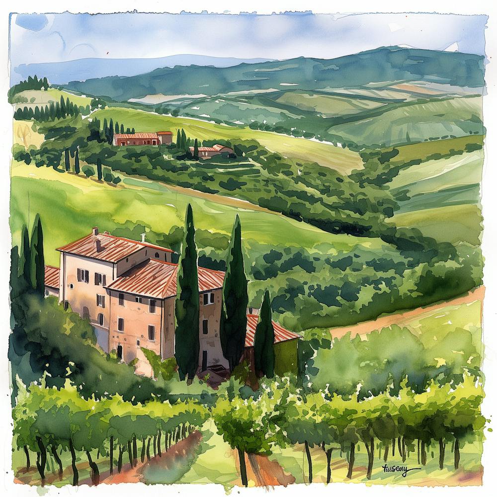 Watercolor Of Tuscany 1