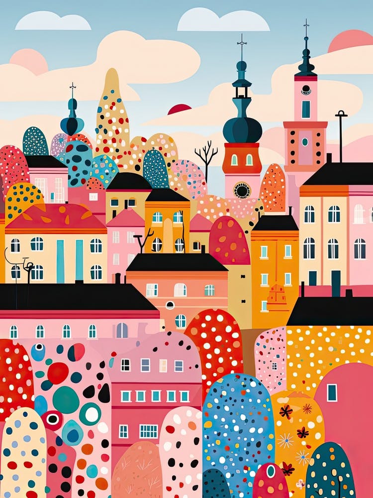 Prague, Illustration In The Style Of Pop Art 4