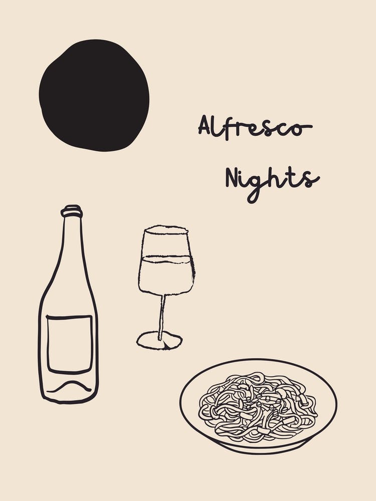 Alfresco Nights Poster B&W