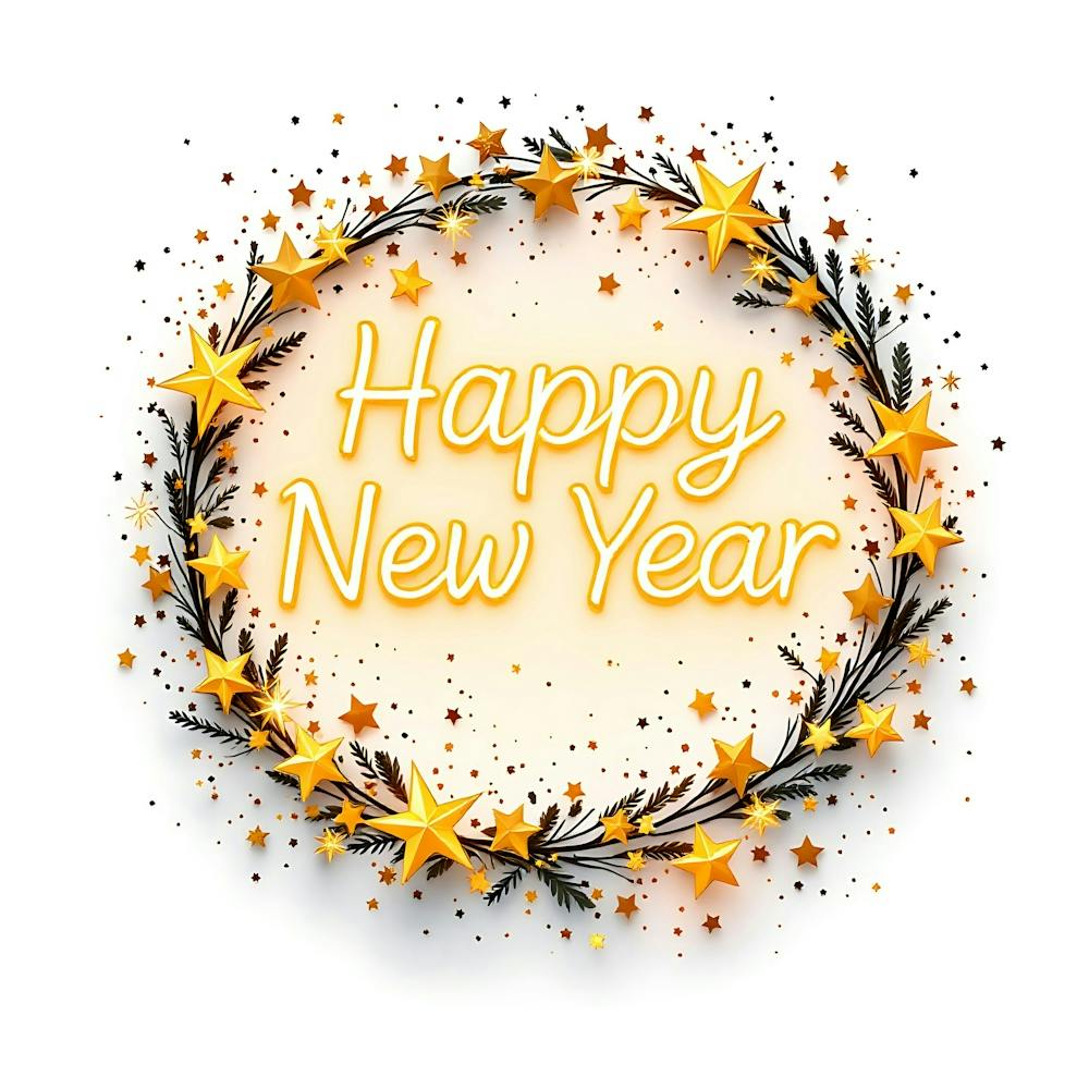 Happy New Year Wreath