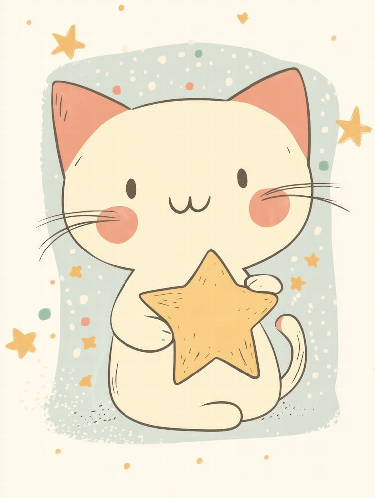 Kawaii Katze. KI generiert. Wand 1