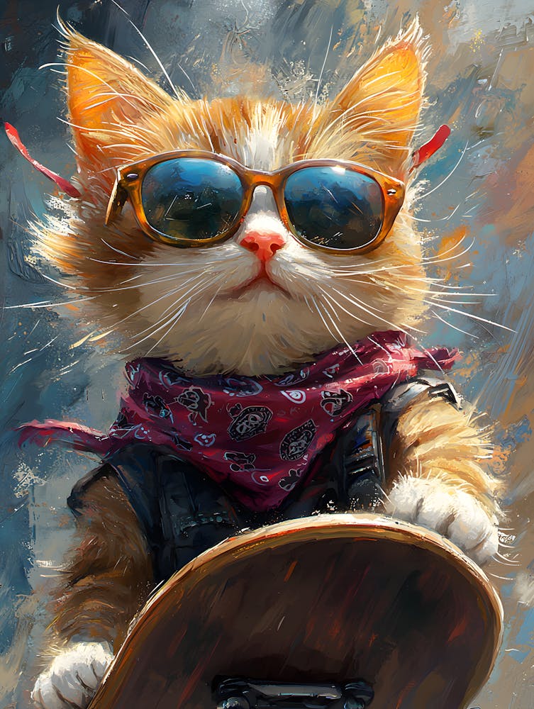 Cool Cat Riding Skateboard 7