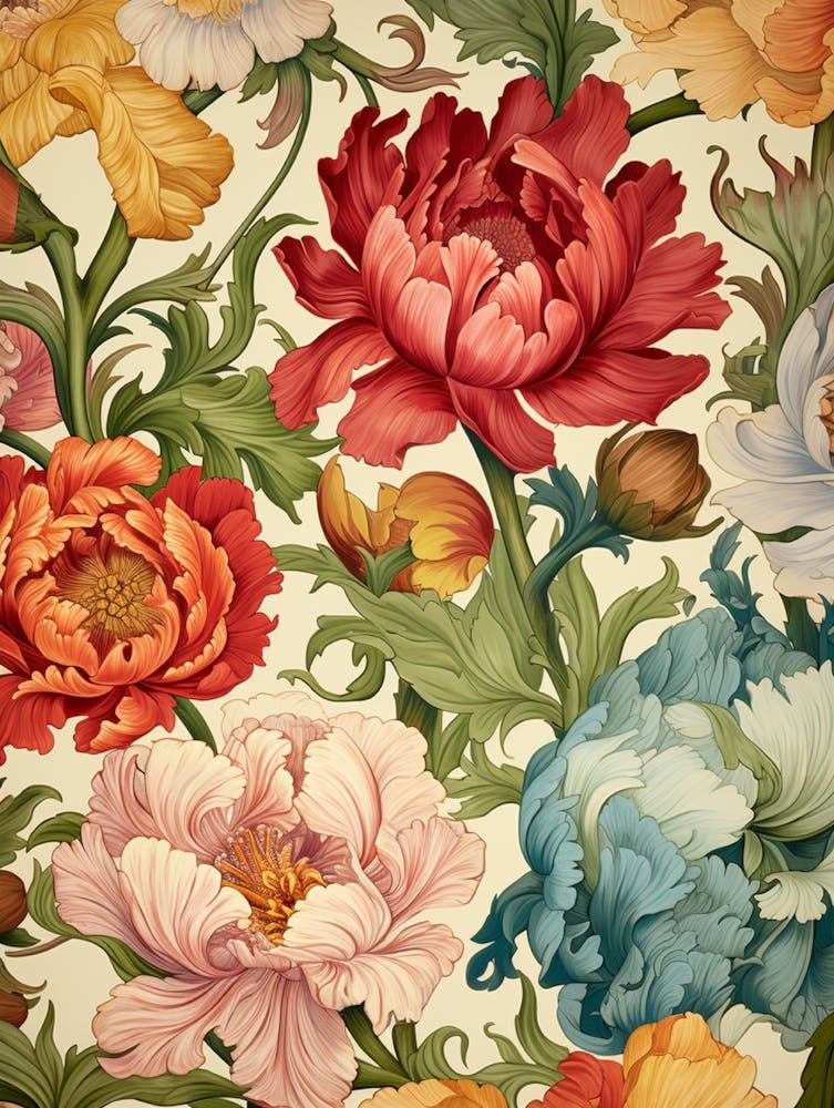 Peonies Seamless Pattern