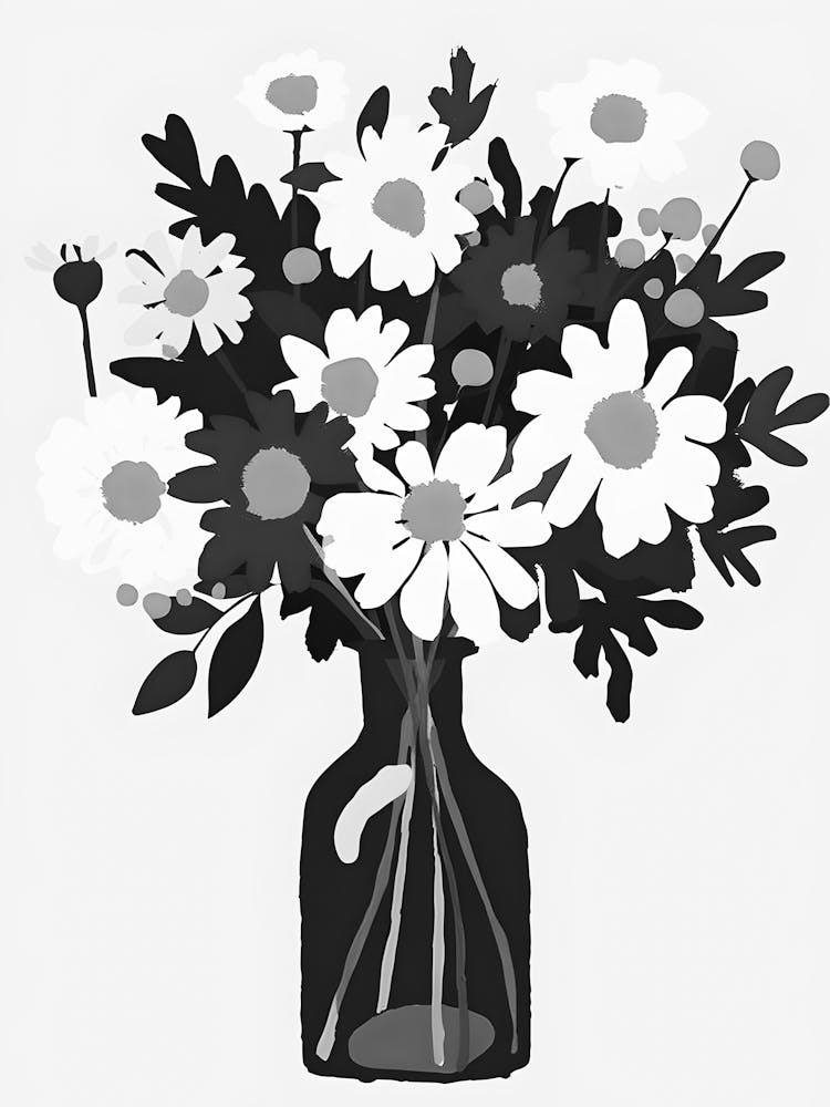 Black And White Flowers In A Vase 3