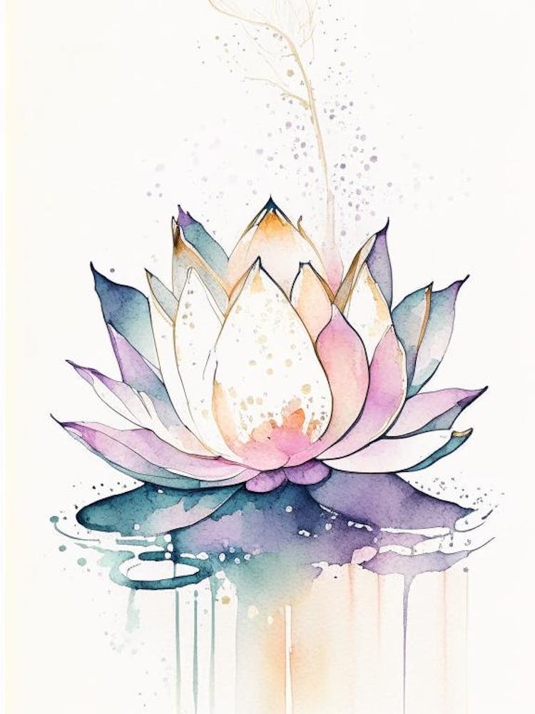 Sacred Lotus Minimal Watercolour 5