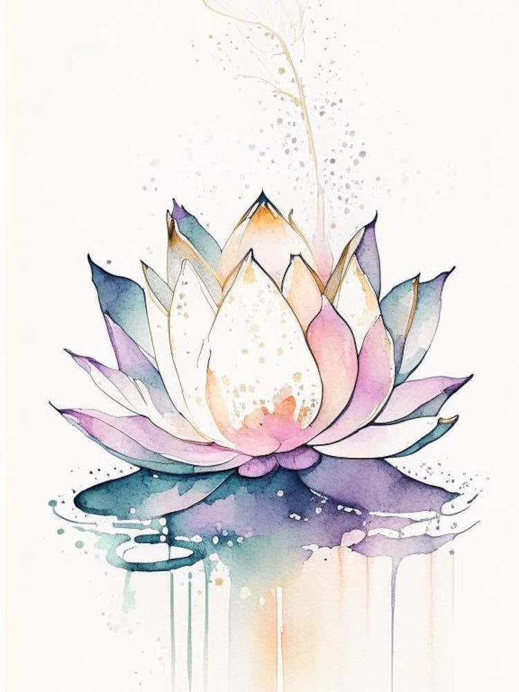Sacred Lotus Minimal Watercolour 5