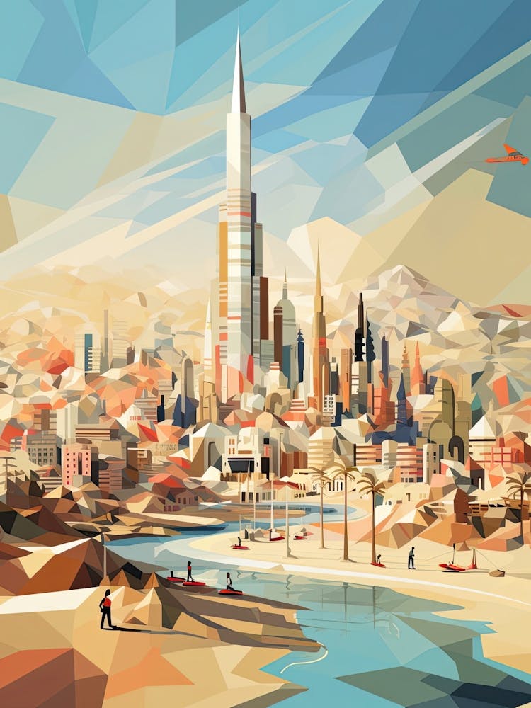 Dubai, United Arab Emirates, Geometric Illustration 1