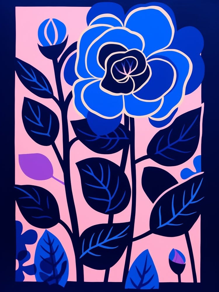 Blue Flower Illustration Rose 2