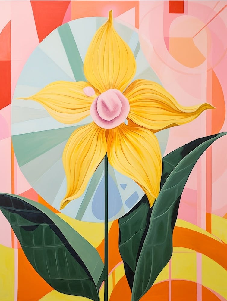 Daffodil 4 Hilma Af Klint Inspired Pastel Flower Painting