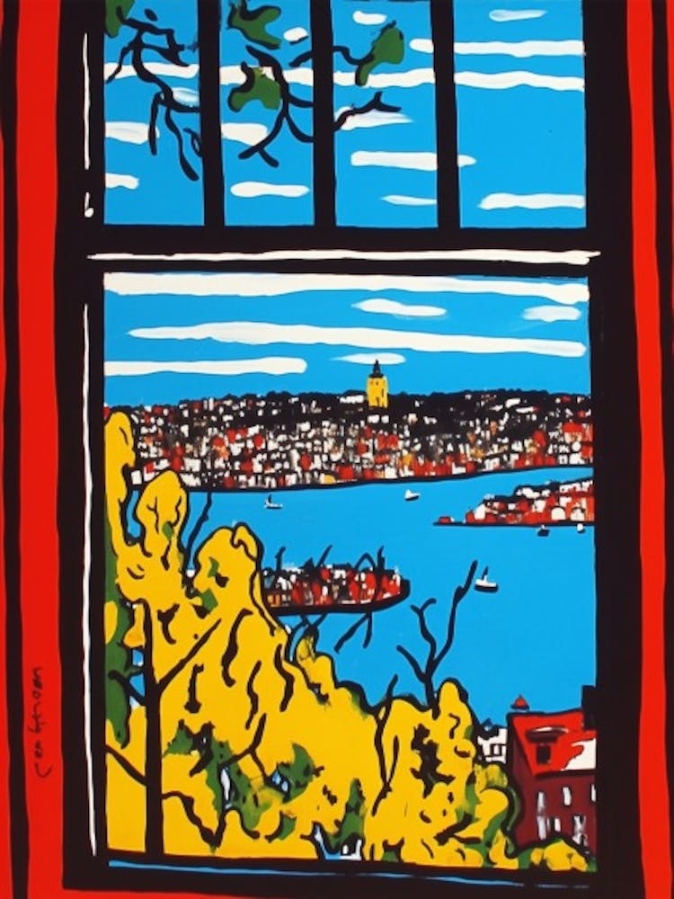 Window View Of Stockholm Sweden In The Style Of Pop Art 4