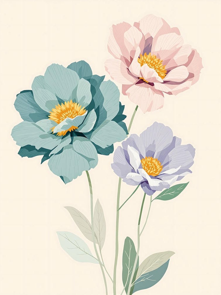 Whimsical Garden Blooms in Soft Pastel Colors