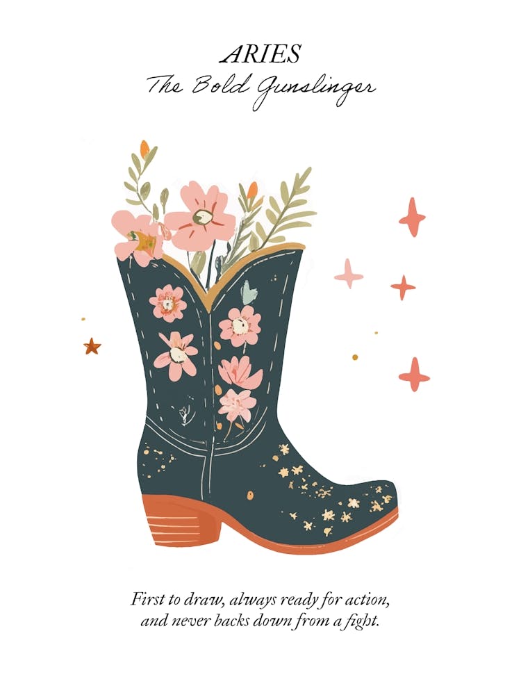Aries Cowboy Boots Zodiac Preppy Western Cowgirl