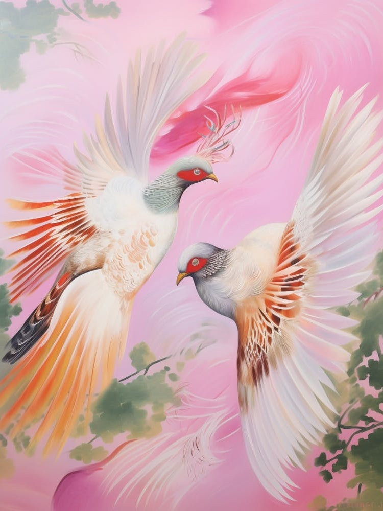 Pink Ethereal Bird Painting Pheasant 4