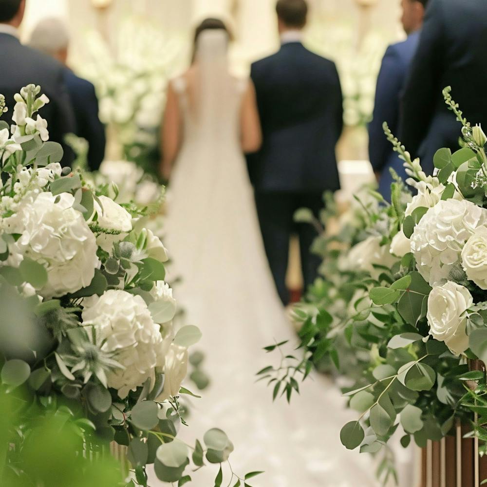 Bride And Groom Walking Down The Aisle 1