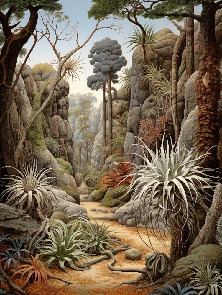 Vintage Jungle Botanical Illustration Air Plant 2