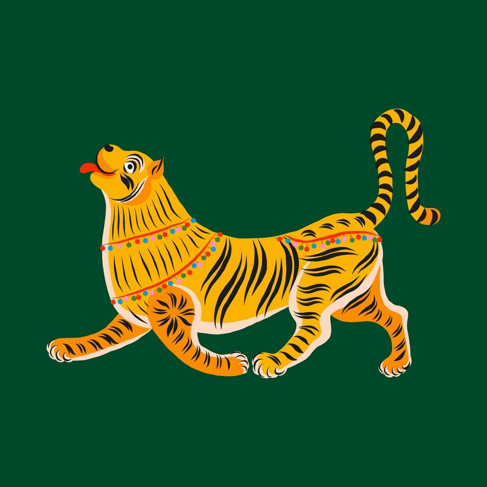 Happy Tiger Green Square