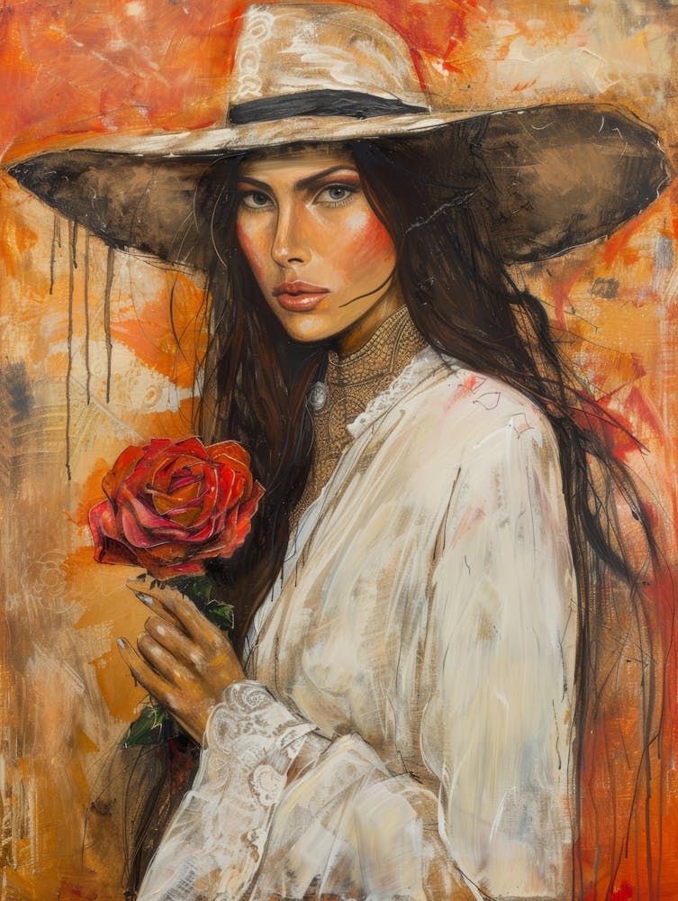 Femme À La Rose 1