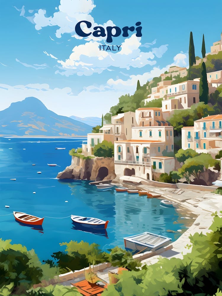 Capri Italy Oceanview Travel Illustration