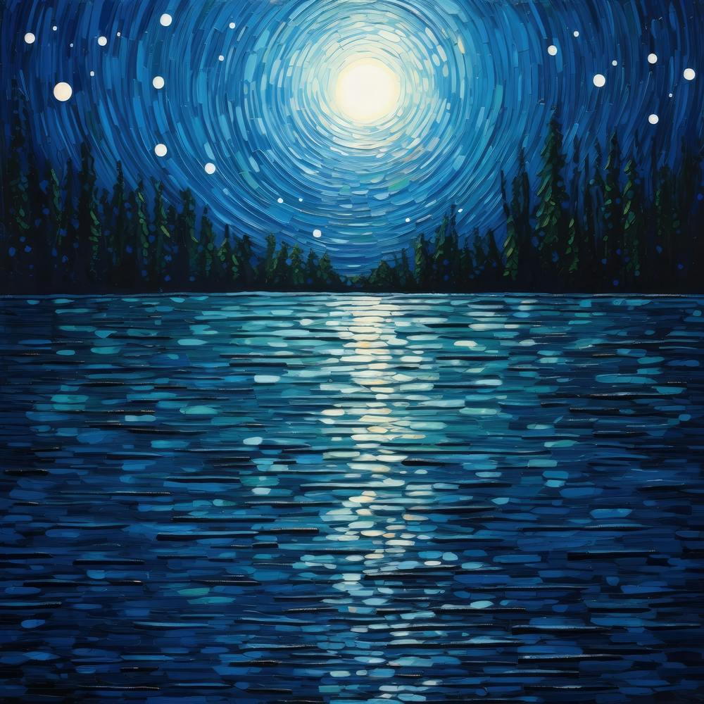 Moonlight Over Lake