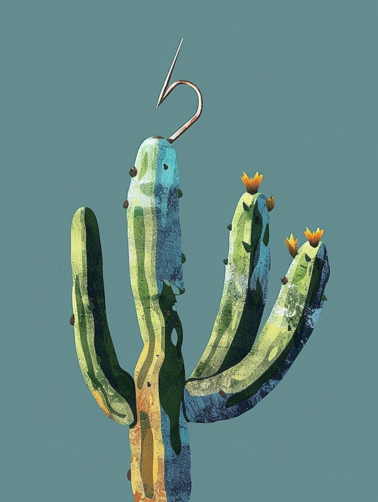 Fishhook Cactus Minimalist Abstract Illustration 2