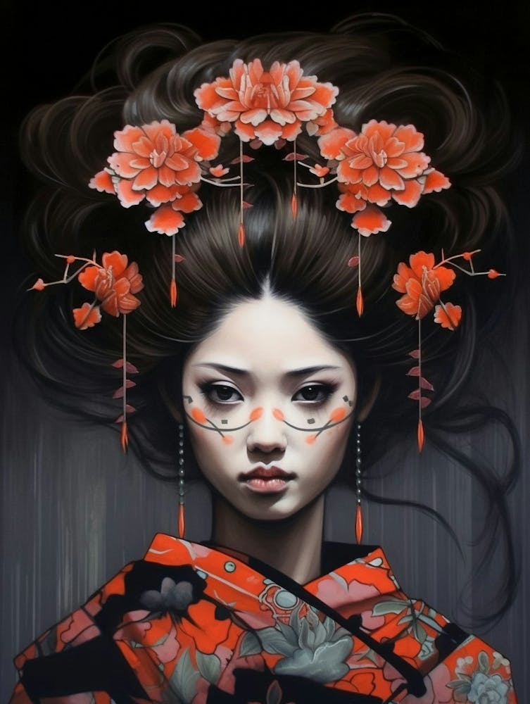 Geisha Illustration im japanischen Stil 4