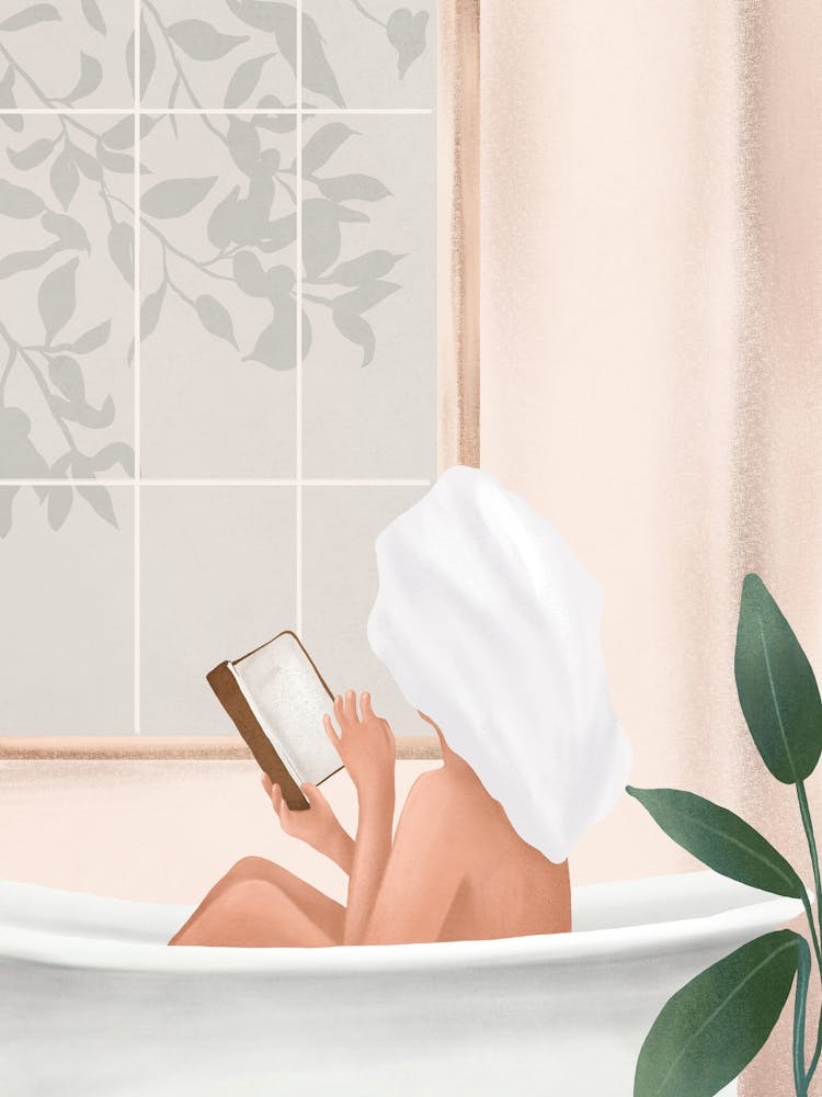 Reading Girl in Bathtub