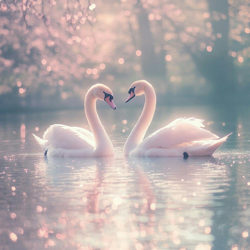 Two Swans In Love