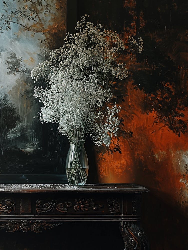 Baroque Floral Still Life Babys Breath 4