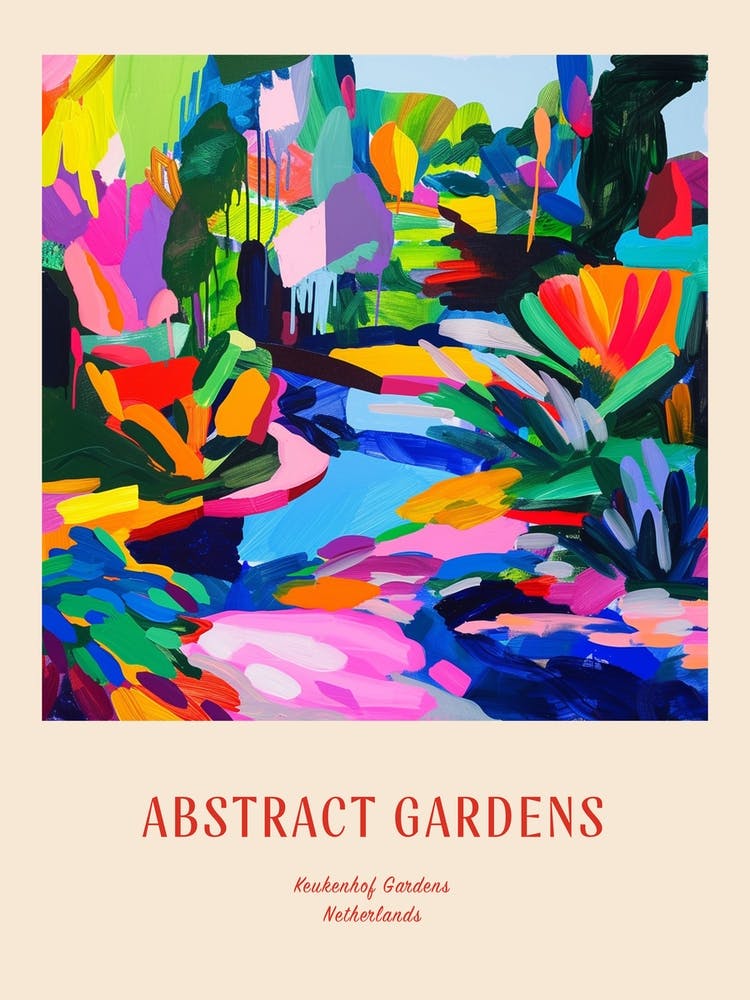 Colourful Gardens Keukenhof Gardens Netherland Red Poster