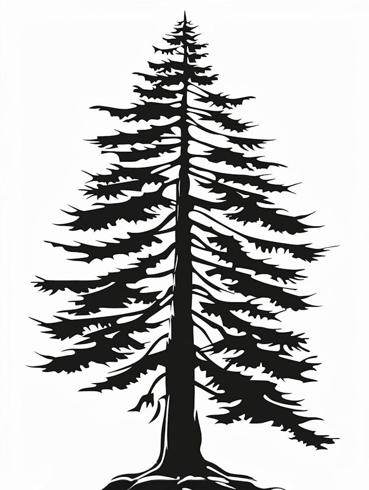 Sequoia Tree Simple Geometric Nature Stencil 1
