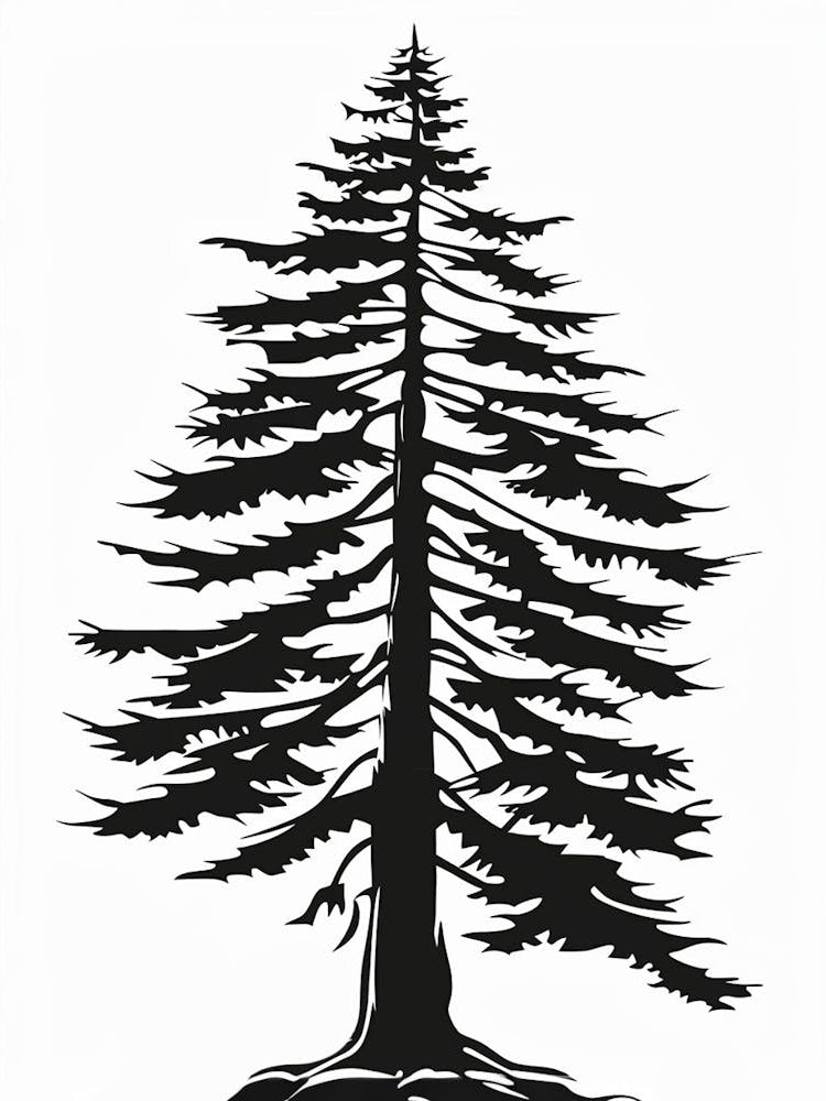 Sequoia Tree Simple Geometric Nature Stencil 1