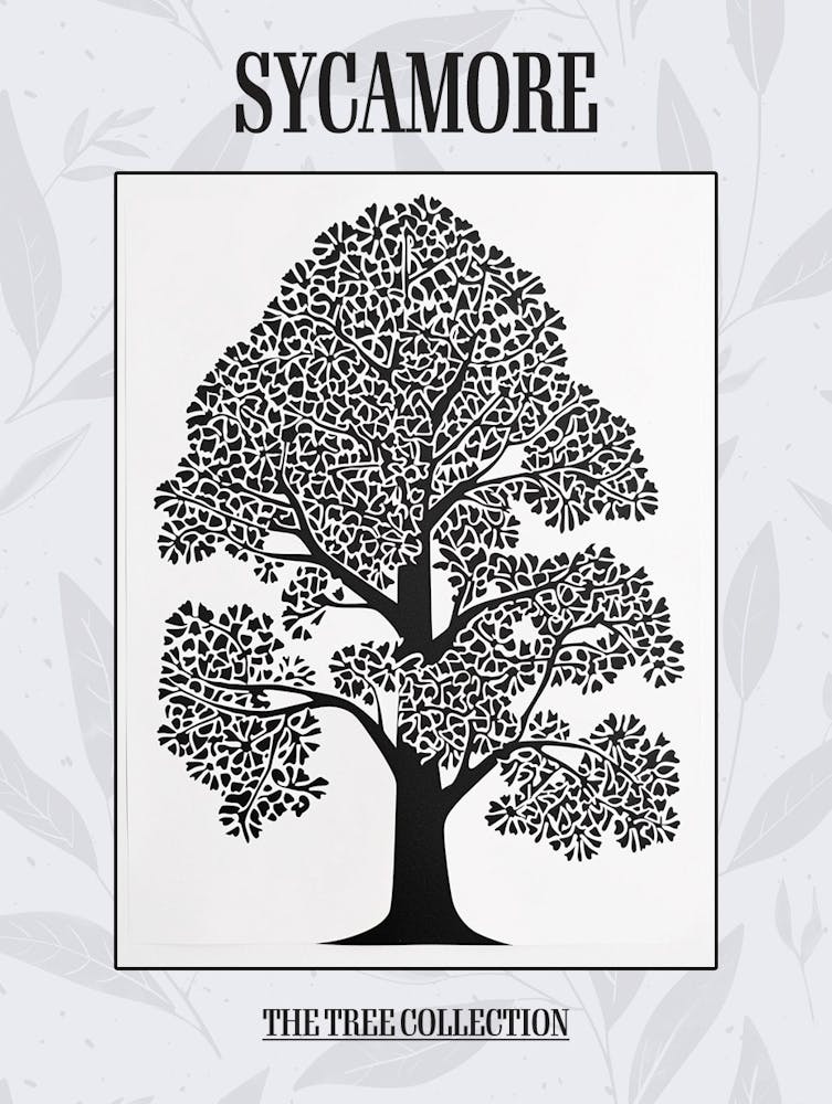 Sycamore Tree Simple Geometric Nature Stencil 11 Poster