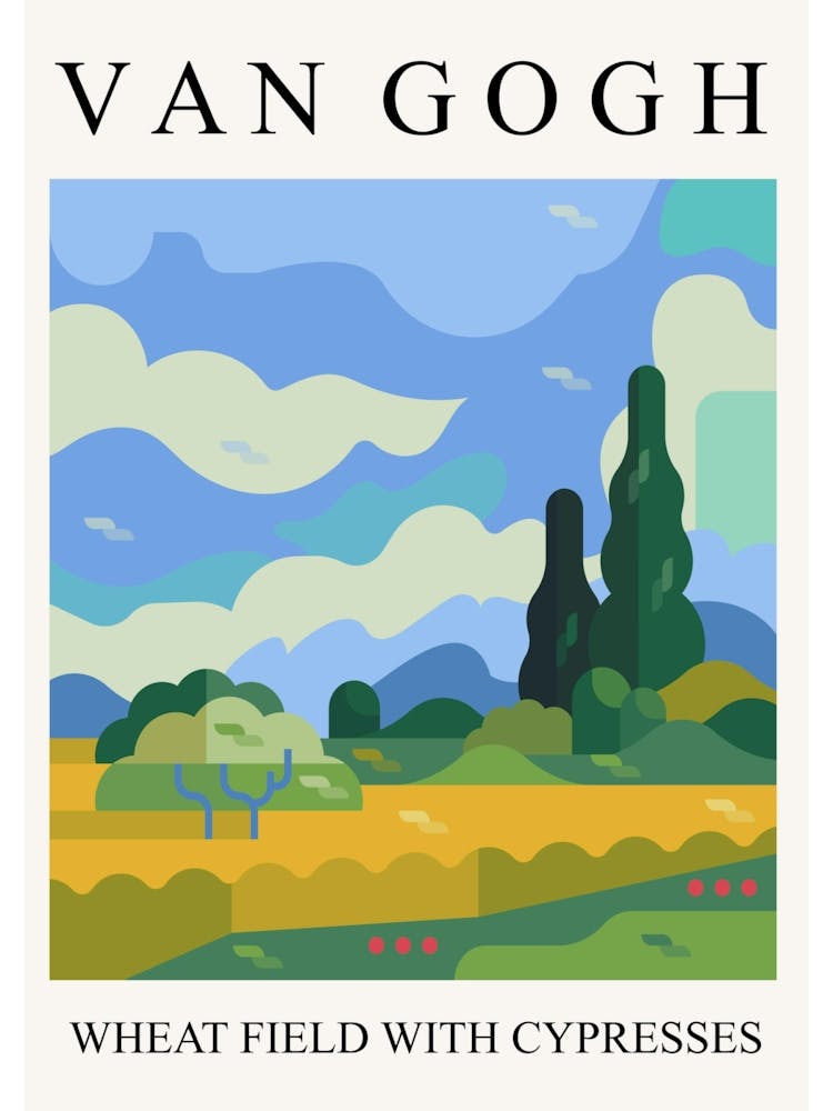 Wheat Field With Cypresses